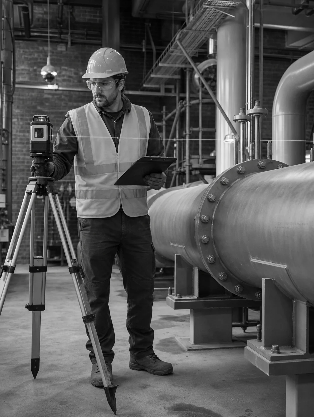 Technician working on industrial machinery